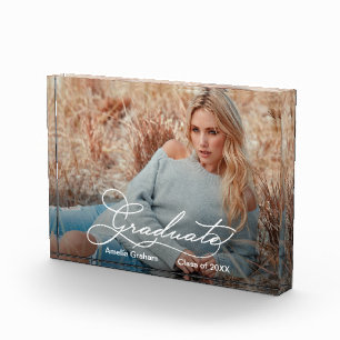 Graduate Elegante Script Abschluss Geschenk Fotoblock