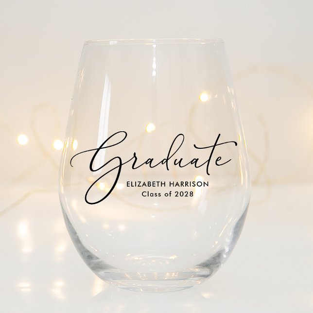 Graduate Elegante Script-Abschluss Weinglas Ohne Stiel (Von Creator hochgeladen)