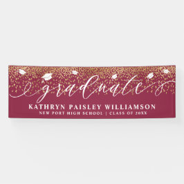 Graduate Elegantes Skript Gold Confetti Abschluss Banner