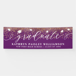 Graduate Elegantes Skript Gold Confetti Abschluss Banner