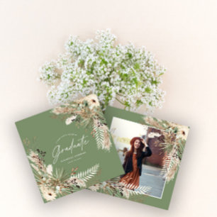 Graduate favor pampas eucalyptus sage green Foto Einladung