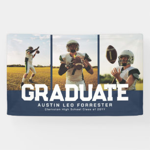 Graduate fett sportliche Marine drei Foto Abschlus Banner