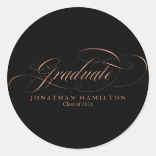 Graduate Foil Rose Gold Extravagant Script Abschlu Runder Aufkleber