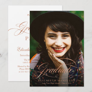 Graduate Foil Rose Gold Klassisches Script Foto Einladung