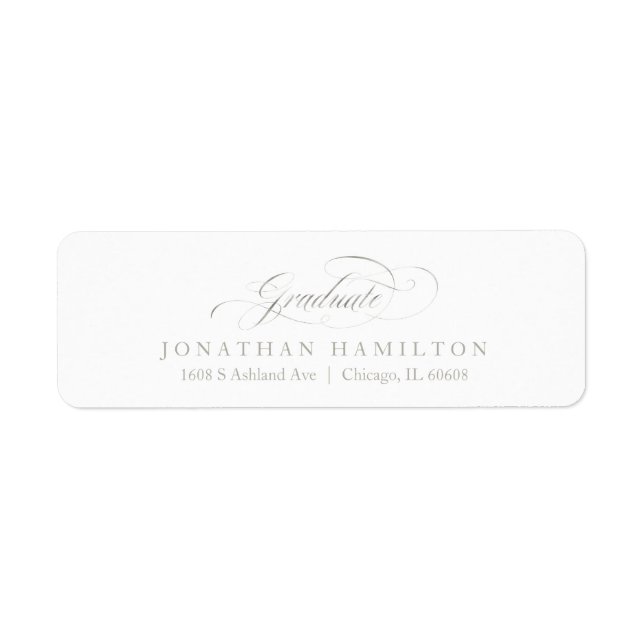 Graduate Foil Silver Extravagant Calligrafy Abschl (Vorne)