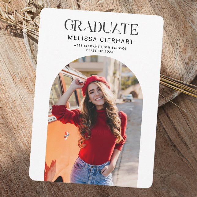Graduate Foto 2025 Graduation Party Einladung (Graduation 2025 Rounded Corners Photo Block Party Invitation)