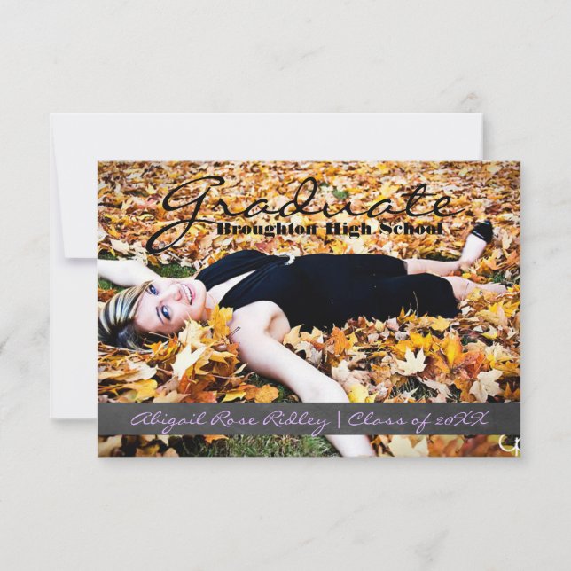 Graduate Foto - 3x5 Chalkboard Streifen Einladung (Vorderseite)