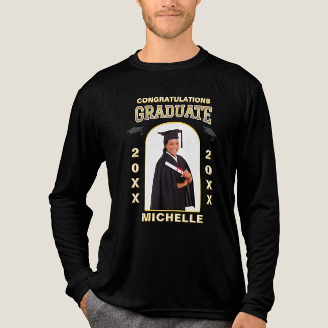 Graduate Foto Abschluss Herzlichen Glückwunsch Tri-Blend Shirt (Vorderseite)