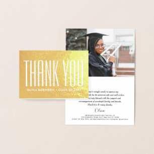 Graduate Foto & Address Modern Elegant Vielen Dank Folienkarte