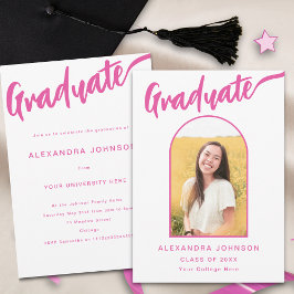 Graduate Foto Arch Pink Script Ankündigung