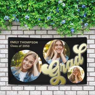 Graduate Foto Black and Gold Banner