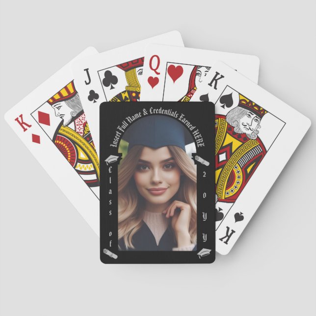 Graduate Foto, Cap & Tassel, Diploma - Schwarzer B Spielkarten (Rückseite)