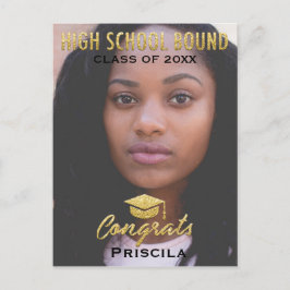 Graduate Foto Class of Year Name Gold Glitzer Postkarte