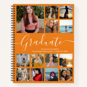 Graduate Foto Collage Abschluss Orange Notizbuch
