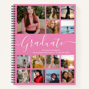 Graduate Foto Collage Abschluss Rosa Notizbuch
