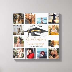 Graduate Foto Collage Black and Gold Abschluss Leinwanddruck