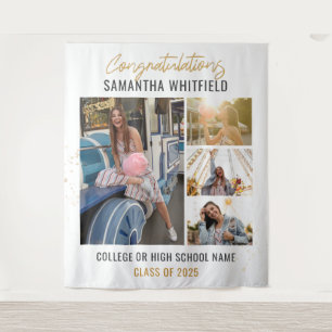 Graduate Foto Collage Moderner Abschluss Hintergru Wandteppich