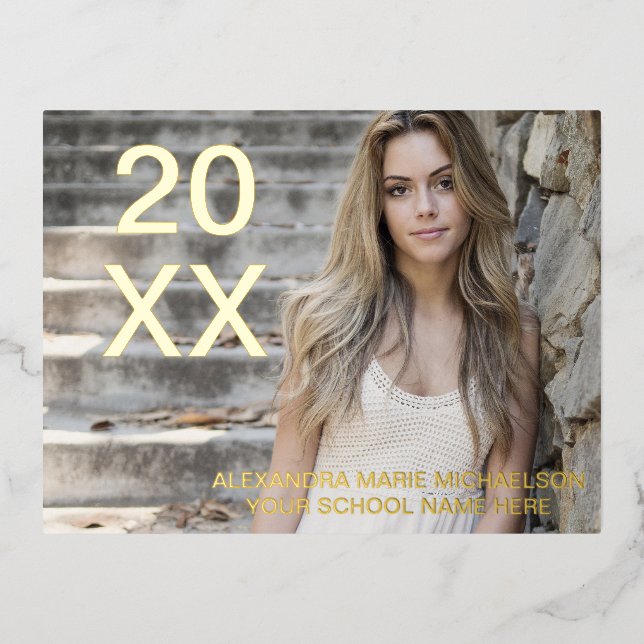 Graduate Foto Folie Einladungspostkarte (Vorderseite)