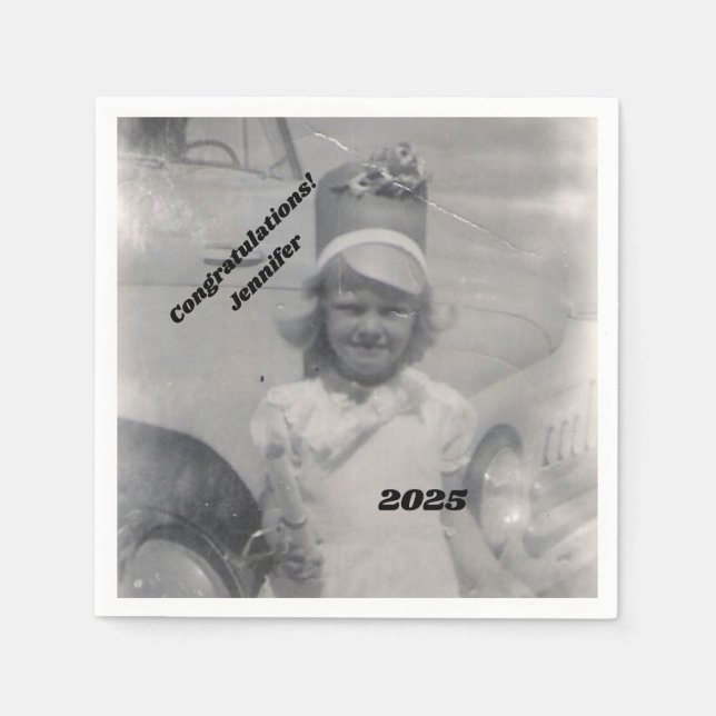 Graduate Foto | Glückwünsche | Name und Jahr Serviette (Vorderseite)