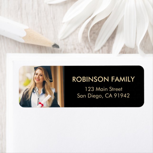 Graduate Foto Gold Script Moderne Rücksendeadresse (Insitu)