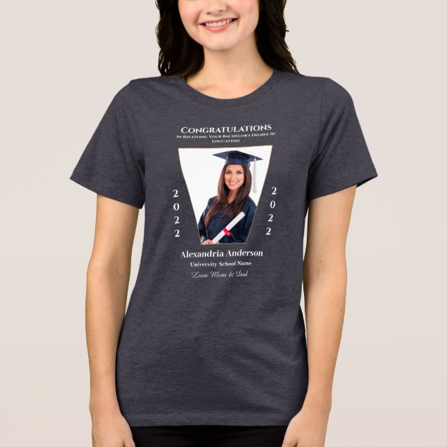 Graduate Foto Herzlichen Glückwunsch Personalisier Tri-Blend Shirt (Vorderseite)