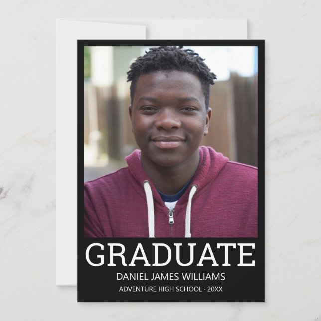 Graduate Foto Minimalistisch Black Frame White Scr Ankündigung (Vorderseite)