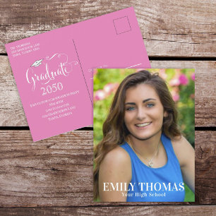 Graduate Foto Minimalistisch Einfaches Skript Rosa Postkarte