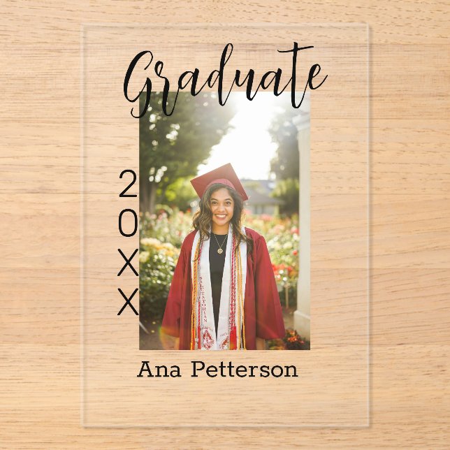 Graduate Foto Moderne Klassik hinzufügen Jahrname  Acryleinladungen (Vorderseite)