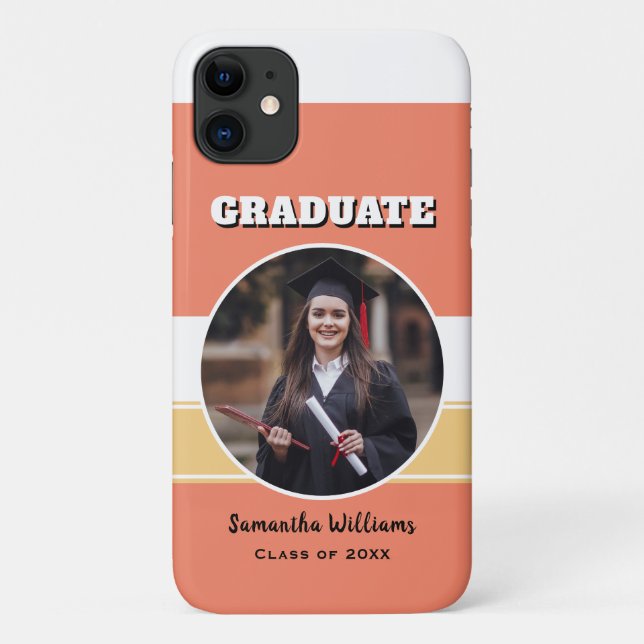 Graduate Foto Moderner Chic Trendy Peach Case-Mate iPhone Hülle (Rückseite)