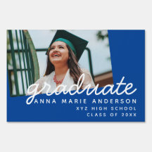 Graduate Foto Modernes Script Personalisiert Blue