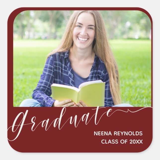 Graduate Foto Niedlich Class of 2023 Graduation Pa Quadratischer Aufkleber (Vorderseite)