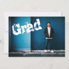 Graduate Foto Personalisiert Graffiti Dark Gray Einladung