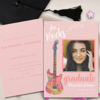 Graduate Foto Pink Script Graduation Party