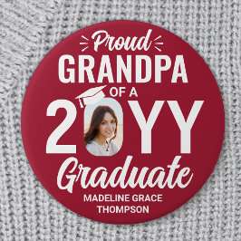 Graduate Foto Proud Grandpa Moderne Rot und Weiß Button