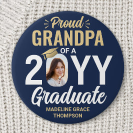 Graduate Foto Proud Grandpa Navy Blau und Gold Button