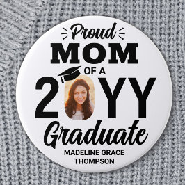 Graduate Foto Proud Mama Moderne Schwarz/Weiß Button