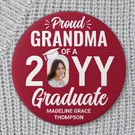 Graduate Foto Proud Oma Moderne Rot und Weiß Button