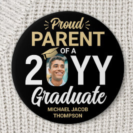 Graduate Foto Proud Parent Elegantes Schwarzes und Button
