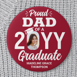 Graduate Foto Proud Vater Moderne Rot und Weiß Button