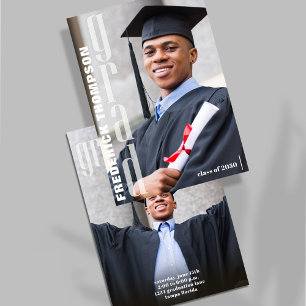 Graduate Foto Template Moderne Typografie kühl Einladung
