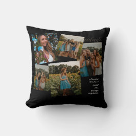 Graduate Fotos Black Monogram Kissen