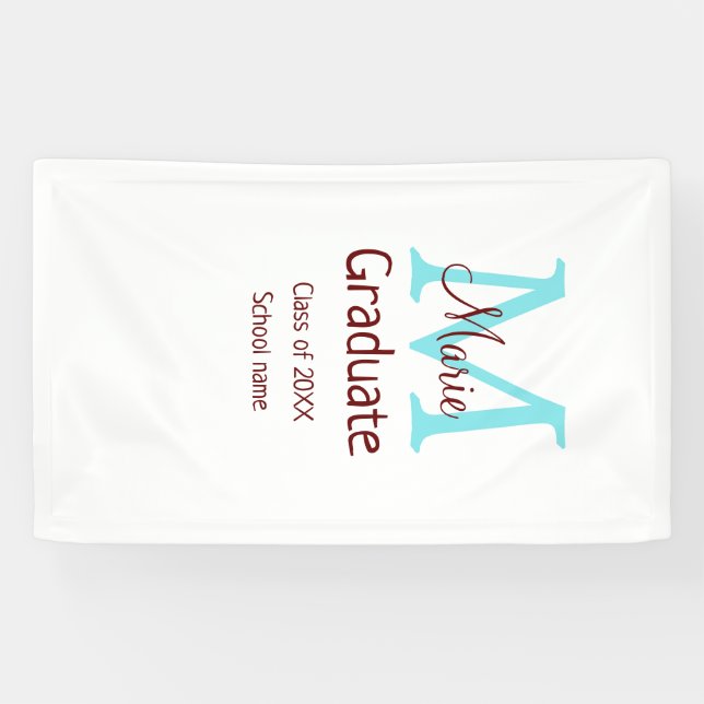 Graduate fügen Name monogram grün pink einfache Mi Banner (Horizontal)