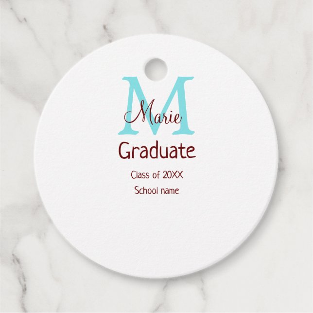 Graduate fügen Name monogram grün pink einfache Mi Geschenkanhänger (Vorderseite)