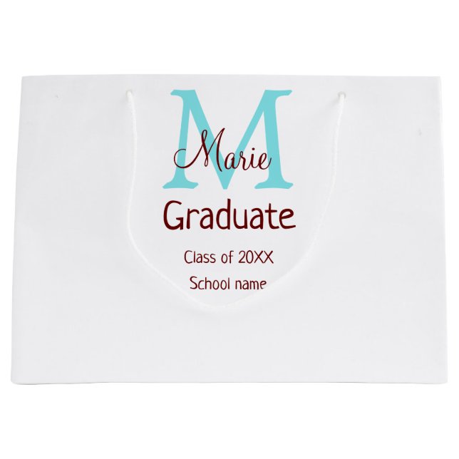 Graduate fügen Name monogram grün pink einfache Mi Große Geschenktüte (Vorderseite)