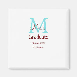 Graduate fügen Name monogram grün pink einfache Mi Magnet