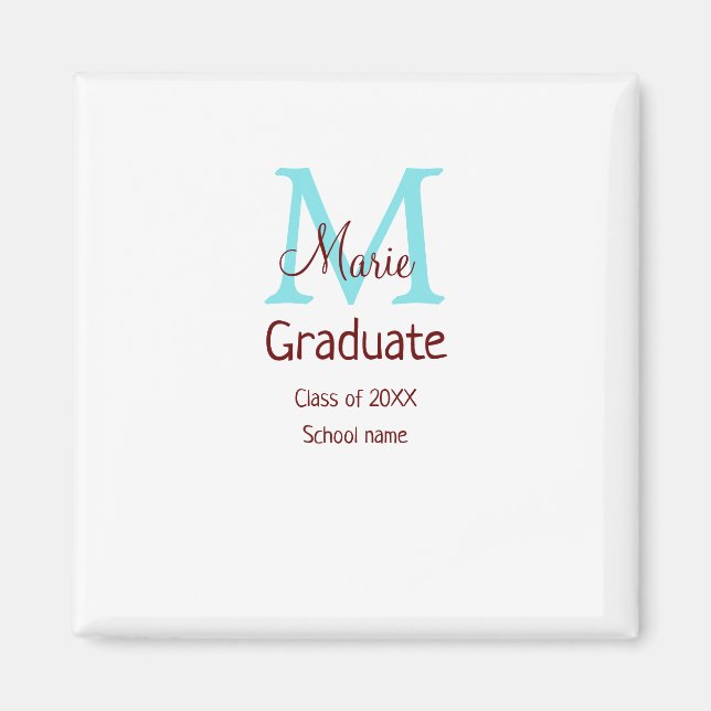 Graduate fügen Name monogram grün pink einfache Mi Magnet (Vorne)