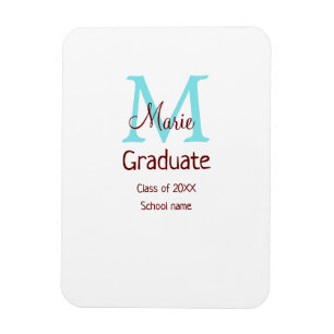 Graduate fügen Name monogram grün pink einfache Mi Magnet