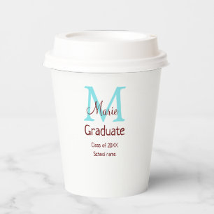 Graduate fügen Name monogram grün pink einfache Mi Pappbecher