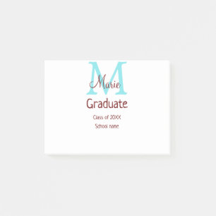 Graduate fügen Name monogram grün pink einfache Mi Post-it Klebezettel
