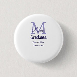 Graduate fügen Name Monogramm lila einfache minima Button